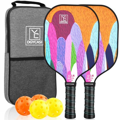 YC DGYCASI Pickleball Paddles Set of 2, 2026 USAPA Approved Pickleball Set, Fiberglass Lightweight Pickle Ball Rackets 2 Pack, 2 Outdoor Pickleball, 2 Indoor Pickleball Balls, 1 Pickleball Bag - color: Orange
