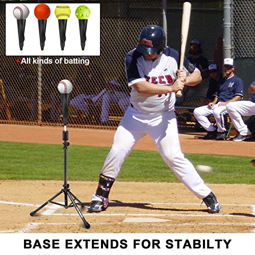 Baseball Tee Batting Tee Softball Tee Portable Travel Hitting Tee,Easy Adjustable Height,Stable Tripod Stand - color: Black Pro