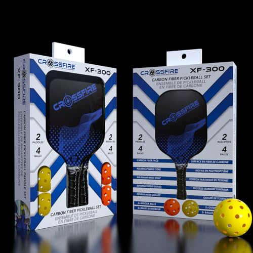 NEW Crossfire XF-300 Carbon Fiber Premium Pickleball Set w/ 2 Paddles & 4 Balls