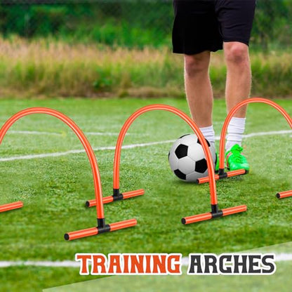 Foilswirl 6 Pcs Indoor Training Arches with Removable Base Soccer Passing Arcs Turf Arches Indoor Soccer Training Equipment Footwork and Kicking Drills for Football Basketball Practice