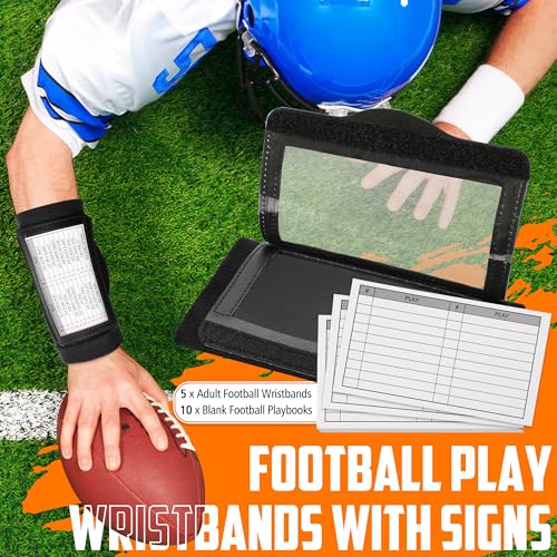 5 Pack Football Wristbands, Triple Window Quarterback (QB) Football Play Wristbands for Signs - style: Audlt