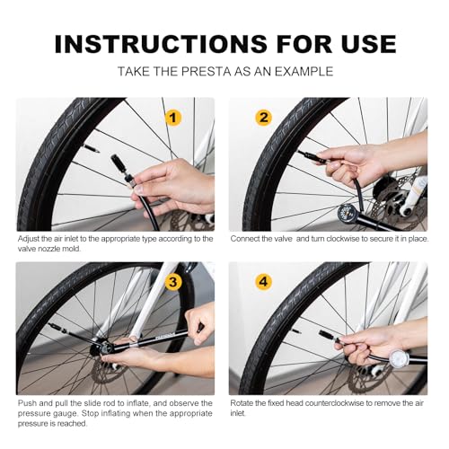 MOHEGIA Bike Frame Pump with Gauge: Protable Bicycle Pump 160 PSI - Fits Schrader & Presta Valve - Compact Mini & Durable Fast Inflation with Ball Pump Needles