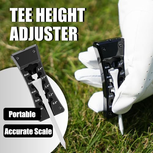 SANDIAN, All-in-1 Value Pak, Adjustable Golf Tee Height Setter with Divot Tool, Genuine Carbon Fiber Made Pitchfork, Super Lightweight, T800 Ball Marker, Hat Clip, Tees, Leather Holster, Zipper Case