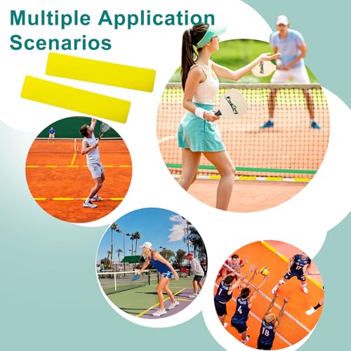 Pickleball Court Marking kit, 24 Pcs Court Line Marker Strips, Yellow Boundary Markers, Portable Temporary Court Lines for Pickleball Tennis Basketball Volleyball Indoor & Outdoor Training