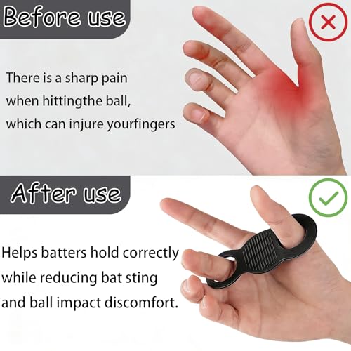 2 Pack Baseball Thumb Guard, Hitter Training Aid, Batting Aid and Grip Enhancer, Baseball Accessories Baseball Training Equipment Reduce Bat Sting, Black