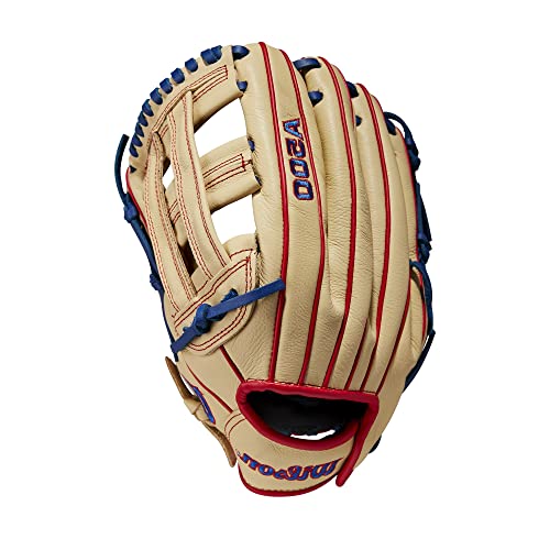 Wilson 2023 A500 Youth Baseball Glove - color: Blonde/Red/Royal, size: 12"
