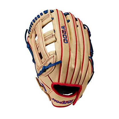 Wilson 2023 A500 Youth Baseball Glove - color: Blonde/Red/Royal, size: 12"