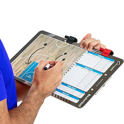 Champion Sports Large & XL Dry Erase Board For Coaching - Whiteboards for Strategizing, Techniques, Plays - 2-Sided Boards with Front Side Full Field - Backside Half Field and Lineup - color: Basketball, style: Standard Coaches Board