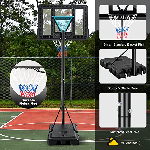 Goplus Portable Basketball Hoop, 10FT Height Adjustable Basketball Goal w/44‘’ Shatterproof Backboard, Outdoor Basketball Stand for Adults Backyard Driveway - style: 4.25-10FT, 12-Level, Upgrade Steel