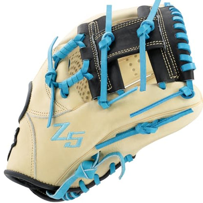 SSK Z5 Craftsman Infield Baseball Glove – 11.25” - 11.5” - 11.75” - 12” – Right & Left Hand Throw - color: Camel/Black/Electric Blue, size: 11.5" - Right Hand Throw