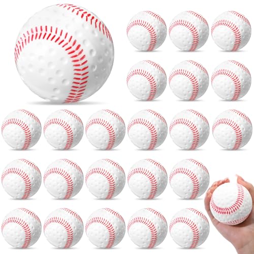 Halloscume 24 Pieces Dimpled Baseballs with Red Seam Pitching Machine Baseballs for Hand Eye Coordination Batting Hitting Training and Fielding Practice - color: White