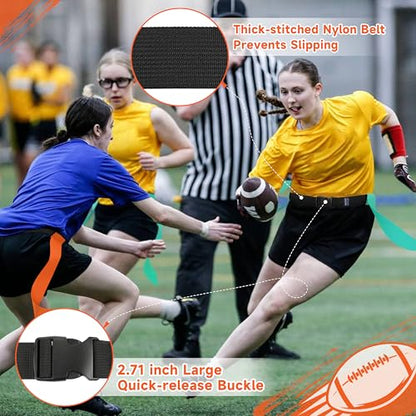 Flag Football Belts, Flags for Flag Football Set 14 Player, Flag Football for Kids Adults and Youth Training Equipment - color: Teal and Orange