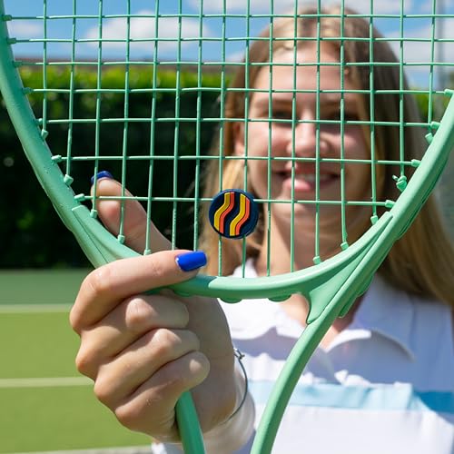 Get A Grip Tennis Dampeners – Vibration Dampener for Tennis Rackets – Shock Absorbing, Reduce String Vibration & Improve Feel – Fun, Colourful, Retro Designs – Tennis Accessories Gift - color: Good Vibes Only
