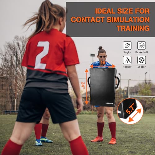 Hikeen Football Blocking Pad Training Equipment Denser Softer Foam Kick Pads for Football, Basketball, Hockey, Lacrosse Tackle Dummy - 24"x16" Kick Shield Pad with Handles (1PCS) - style: 2PCS 24"x16" Blocking Pad