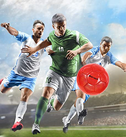 Soccer Ball - Premium Boy and Girl Official Match Ball with Cool Reflective Iridescent Rainbow Hex Pattern, Durable, Indoor, Outdoor, Training, Practice, Playtime and Games