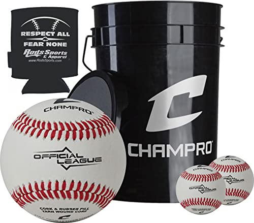 Champro 6 Gallon Bucket with 30 CBB-200 Baseballs and Drink Can Sleeve