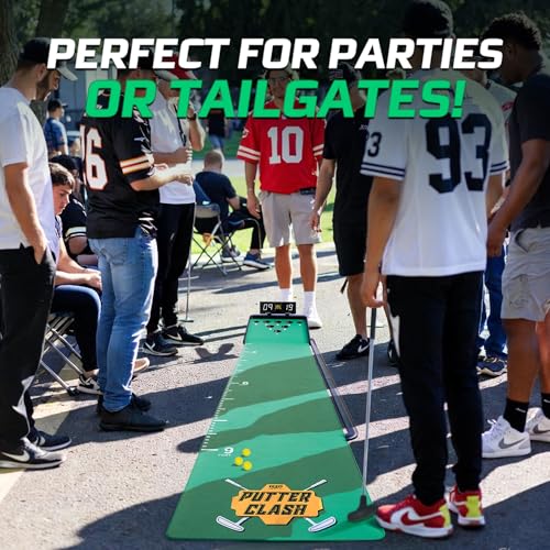 Izzo Golf Putter Clash Electronic Putting Game – Digital Scoreboard & 4 Game Modes, Indoor Outdoor Golf Game for Adults, 11 ft Putting Green Mat, Golf Gifts for Men, Putter & Balls Included