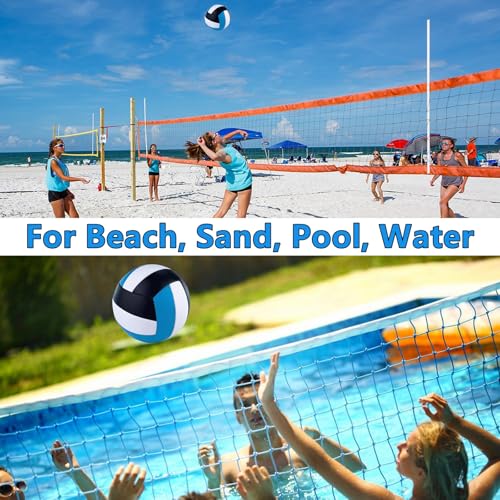 6 Pack Volleyballs Official Size 5, Waterproof Soft Bulk Recreational Volley Balls with Pump and Net Bag for Indoor Outdoor Beach Sand Water Pool Game Training Match for Beginner