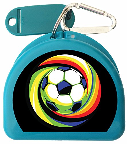 Soccer Mouth Guard case, Mouthguard case, Retainer Case - Soccer Power Ball - color: Aqua
