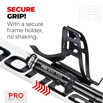 Pro Bike Tool Mini Bike Pump - Compact and Portable Bicycle Tire Pump for Fast Inflation - Compatible with Presta and Schrader Valves - Lightweight and Durable Design - Essential Bicycle Accessories - color: Black, style: Mini pump with gauge
