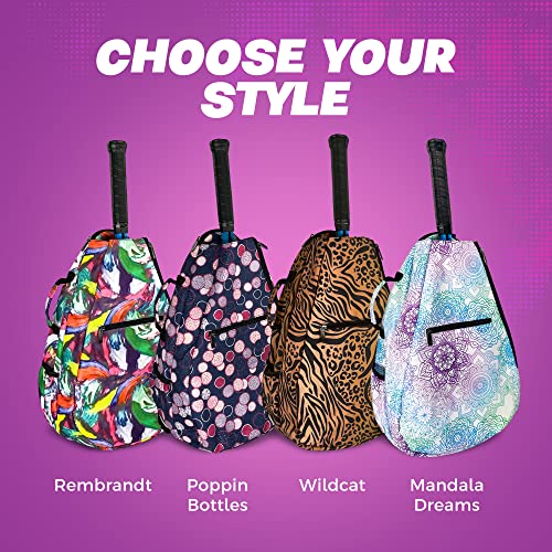 Womens Tennis Backpack - Taboo Fashions Ladies Tennis Bag Holds Two Racquets, Padded Straps and Side Carry Handle - color: White, Purple, Blue, Green