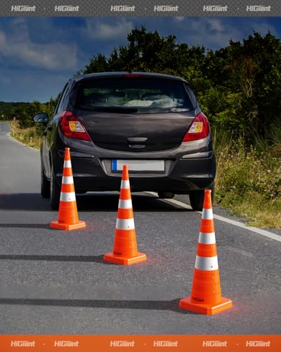HiGiant [4 Pack] Collapsible Traffic Safety Cones 36 Inch, Orange Pop-up Cones with Reflective Collar, Caution Cones for Road Driving Practice and Parking lot - size: 36inch