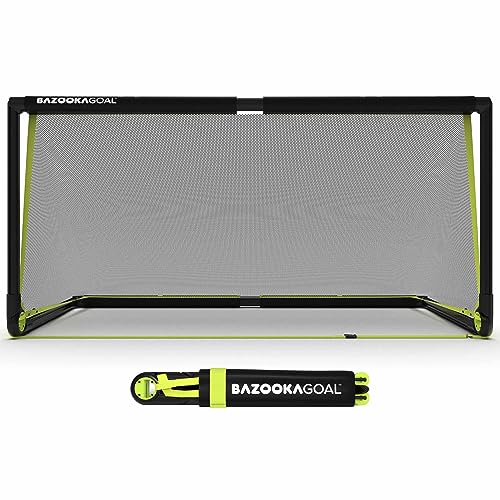 BazookaGoal Original Solid Frame Pop Up Goal - Folding Mini Soccer Goal for Kids and Adults - Portable Goal Post - Easy to Set-up & Steady - Single Unit (1 Goal Included) - size: 6 x 3 ft, style: PVC - Black