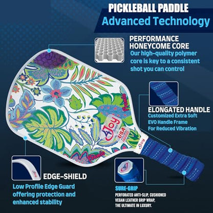 4Joy Pickleball Paddle Premio Series - Thermoformed Premium T700 Carbon Fiber Pickleball Paddless - Professional Pickleball Rackets for Women & Men - 16mm Honeycomb Core - USAP Approved - style: Union Pack: Fitz & Palm