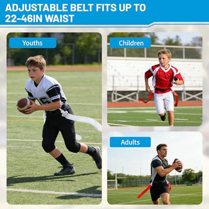 Flag Football Belts, 14 Player Adjustable Flag Football Set with 28 Flags for Youths Adults - Fits Up to 22-46" Waist