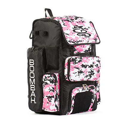 Boombah Superpack Bat Pack - Backpack Version (no wheels) - Holds 4 Bats - Camo Series - Multiple Color Options - color: Black/Pink