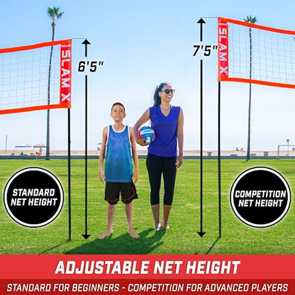 GoSports Slam X 4 Square Volleyball Game Set - 14 ft or 21 ft - Ultimate Backyard & Beach Game for All Skill Levels - color: 14 x 14 ft
