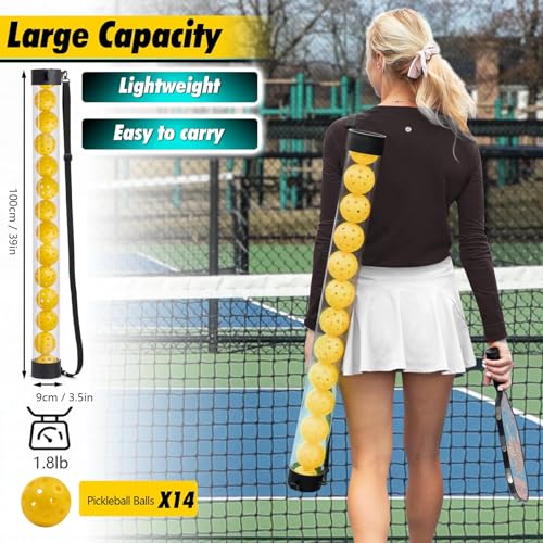Pickleball Picker Upper Ball Holder, Pickleball Ball Picker Hopper Tube, Pickleball Pickup Tube - Lightweight Pickleball Retriever Collector with Shoulder Strap