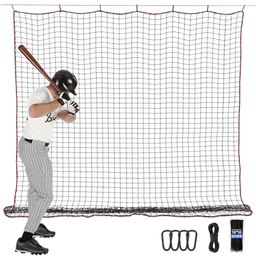 BaseGoal Baseball & Softball Backstop Nets, Heavy Duty Sports Practice Nets, Sports Netting Barrier,DIY Ball Net,Hitting Net for Baseball, Hockey, Soccer, LAX and More