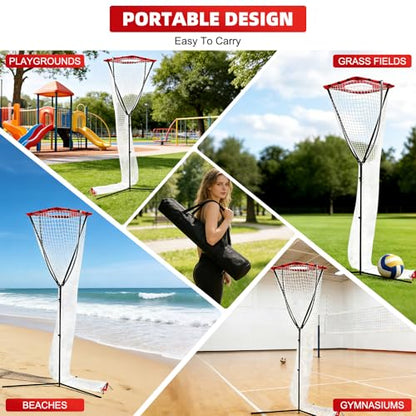 Sweetone Volleyball Setter Training Net, Volleyball Training Equipment Adjustable Angle Height 7.5-13 Ft Indoor and Outdoor Volleyball Training Network for Serving, Spiking and Setting