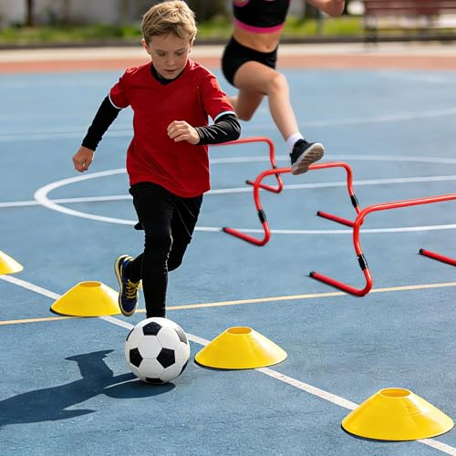 Agility Hurdles,9"-12.6" Adjustable Speed Training Hurdles for Football, Basketball, Soccer Hurdles Training Equipment Set of 6 Cones Set