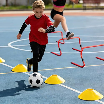 Agility Hurdles,9"-12.6" Adjustable Speed Training Hurdles for Football, Basketball, Soccer Hurdles Training Equipment Set of 6 Cones Set