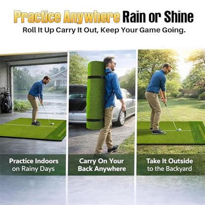 Golf Hitting Mat 6x4ft Golf Mats Practice Indoor Outdoor with 20mm EVA Base Golf Practice Mat with 9 Hitting Holes Ideal for All Levels
