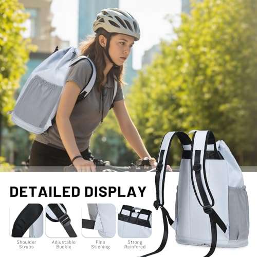 Gym Backpack with Drawstring Closure, Expandable Shoe Compartment, Water Resistant Laptop Backpack, Thick Padded Back & Shoulder Straps, Heavy Duty Durable Daypack for Sports, Work, Travel, Black