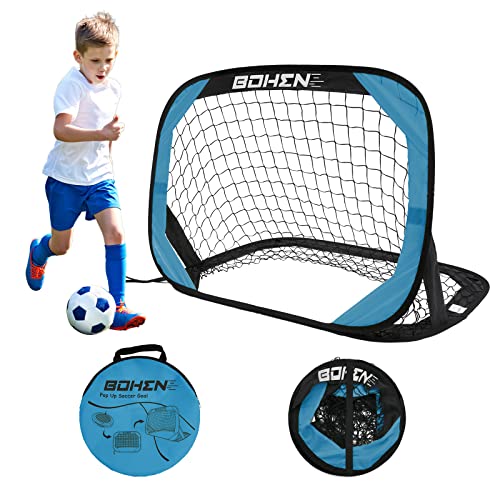 BOHEN Pop Up Soccer Goals for Kids-Foldable Portable Soccer Net for Outdoor Indoor Backyard Beach - color: Grey Blue, style: 3.3x2.2 FT, 1 Piece