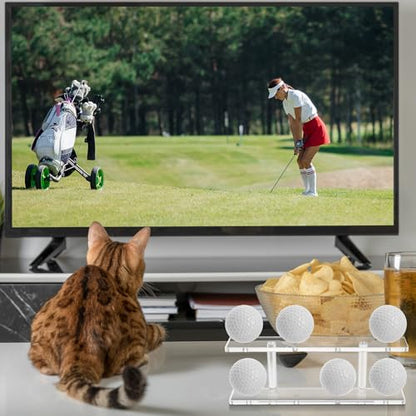 Silipull 2 Pcs Golf Ball Display Rack 8 Balls Clear Acrylic Golf Case Holder Small Table Tennis Display Stand Shelf Double Layer