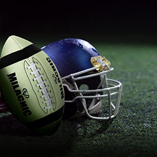 Glow in The Dark Football Size 9 & Youth Size 6, Luminous Glowing Footballs Super Grip Composite Leather Football Balls with Pump and Ball Carry Bag - color: Size 9 - Light Green