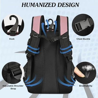 LARIPOP Basketball Backpack Large Basketball Bag with Ball Holder & Shoe Compartment for Youth Adults Men Women - color: Flesh Pink