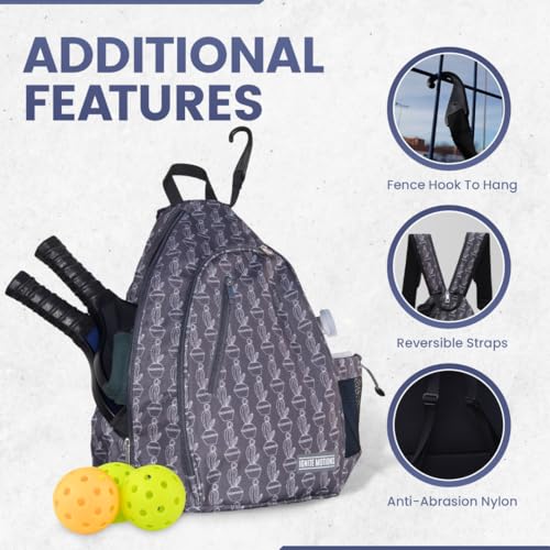 Pickleball Bag for Men & Women Pickleball Backpack - Adjustable Sling Bag/Crossbody with Fence Hook - style: Cactus