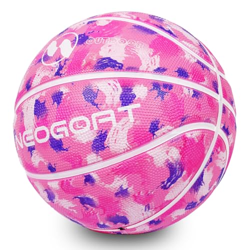 Kids Toddler Youth Size 3/4/5 Basketball 22/25.5/27.5",Durable High-Bounce Thickened Rubber Youth 25.5/27.5" Basketball Size 3/4/5 for in & Outdoor Play, for Boys & Girls Gifts(Deflated) - color: Pink Graffiti-Thickened Rubber-Without Pump, size: Size 4 K