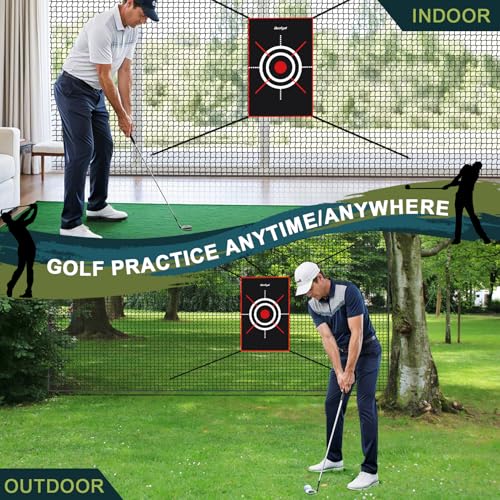 Heavy Duty Golf Practice Net, High-Impact Golf Hitting Net for Indoor/Outdoor Use - size: 10x20ft with target