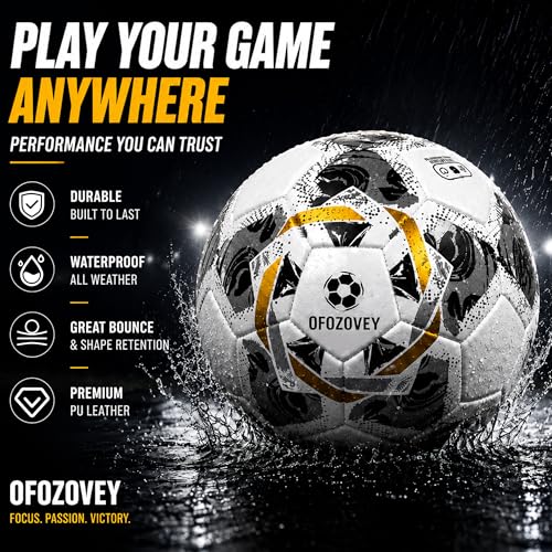 Soccer Ball Size 5,soccer ball set with 2 Mesh Bags, 1 Pump & 2 Needles , 2-Pack Official match soccer ball for kids and youth,Yarn-Wrapped Inner, three-layer Durable Materials, Indoor & Outdoor Use