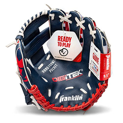Franklin Sports Kids-Baseball Gloves - RTP Child's Tball Glove - Boys + Girls Teeball Mitt Set - Kids + Toddler - Right or Left Hand Throw - 9.5" - color: Navy/Red