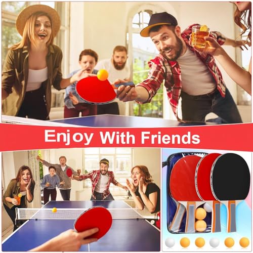 Liliful Table Tennis Rackets Set with Table Tennis Balls and Storage Bags for Indoor Outdoor