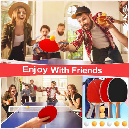 Liliful Table Tennis Rackets Set with Table Tennis Balls and Storage Bags for Indoor Outdoor