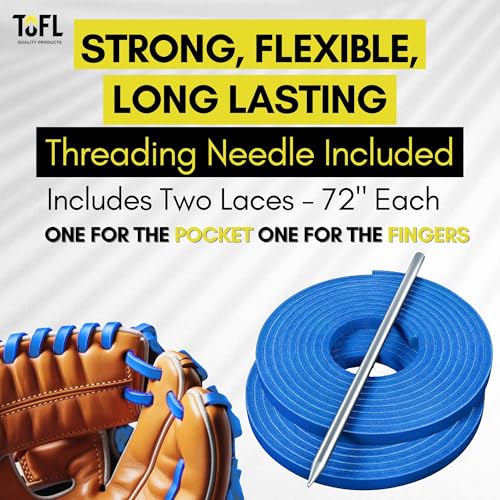 TOFL Softball and Baseball Glove Lace Kit | Mitt Lace Glove Repair Lacing Kit | 2 Leather Laces with Lacing Needle for Catchers Glove